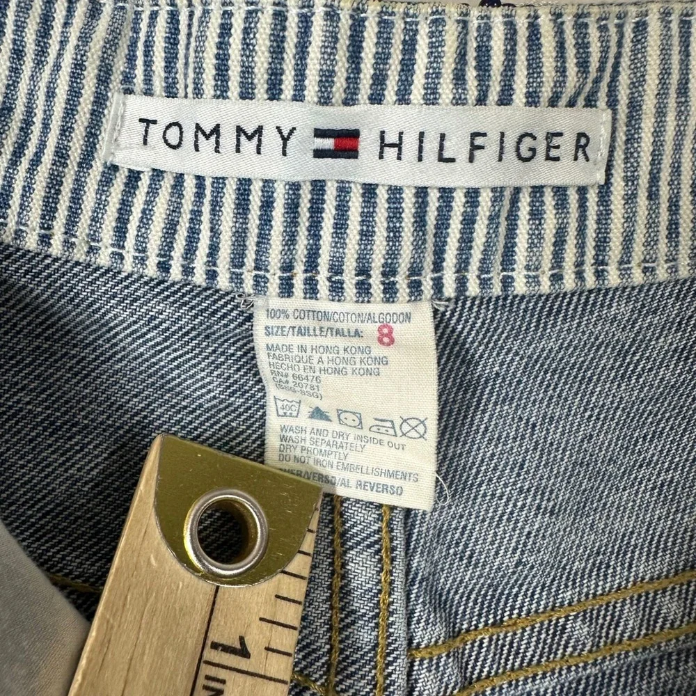Vintage Tommy Hilfiger Beaded Waistband Denim Shorts Womens‎ 8 Medium Wash 1999